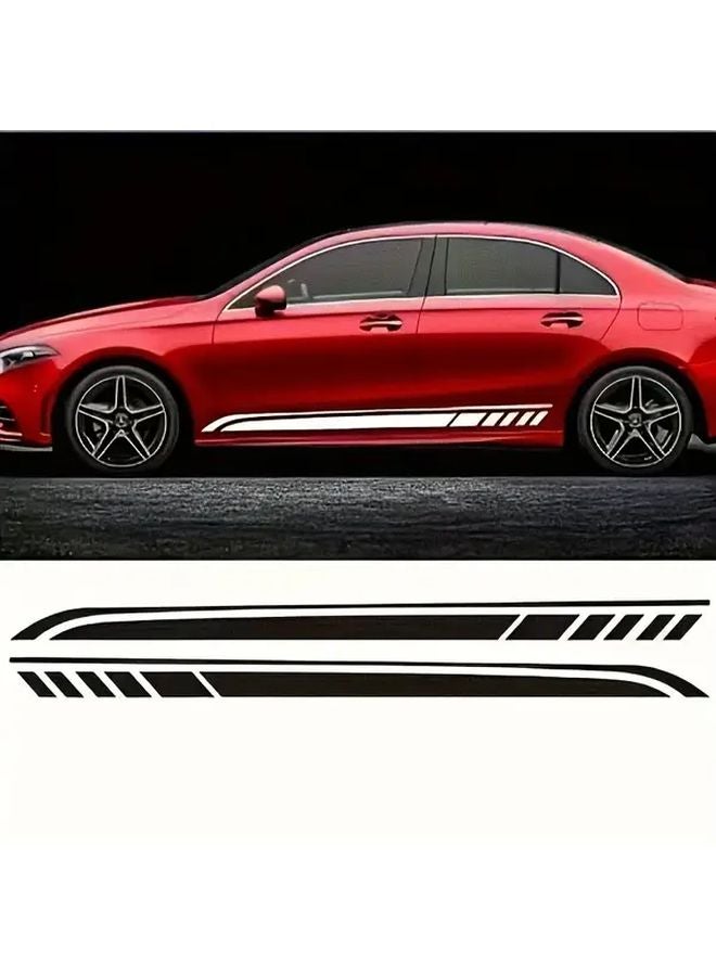 Black Car Side Stickers Glossy Aerodynamic Line Decals Easy Peel And Stick No Residue - Image 1